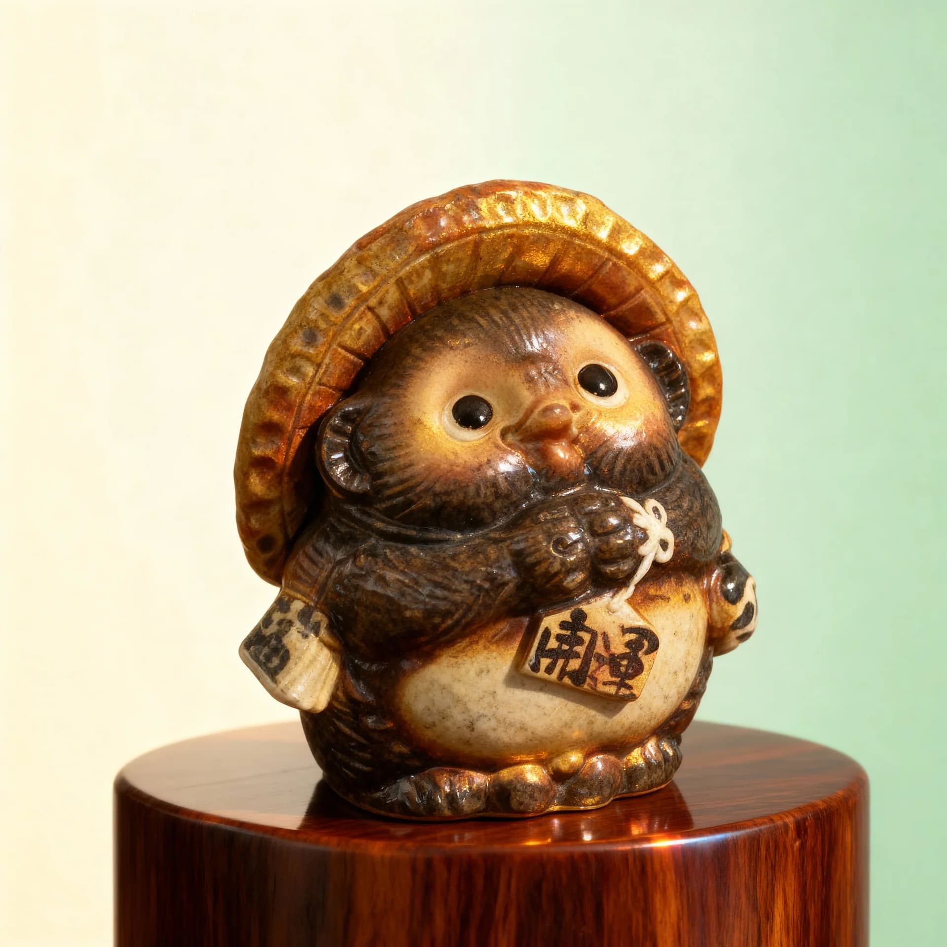 Handmade Shigaraki-yaki Tanuki Statue
